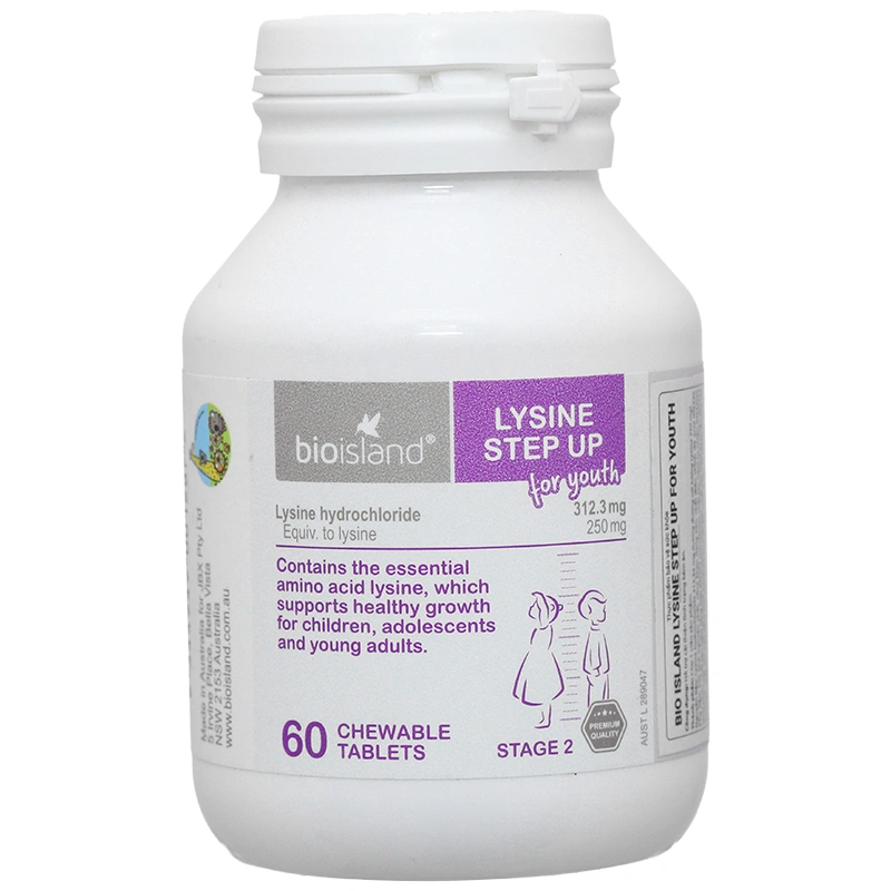 Bio Island Lysine Step Up For Youth hỗ trợ cải thiện tình trạng kém ăn lọ 60 viên - 1